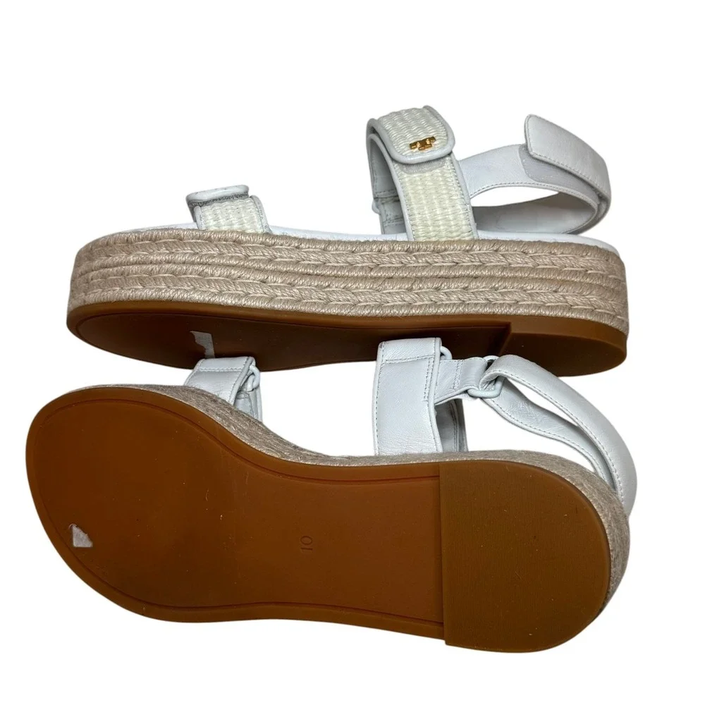 Tory Burch Kira Platform Espadrille Sport Sandals White Size 10 New